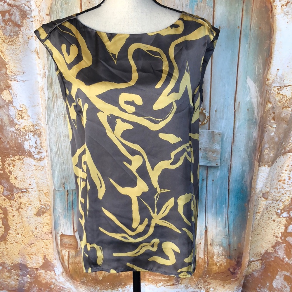 RACHEL Rachel Roy Gray & Yellow Top